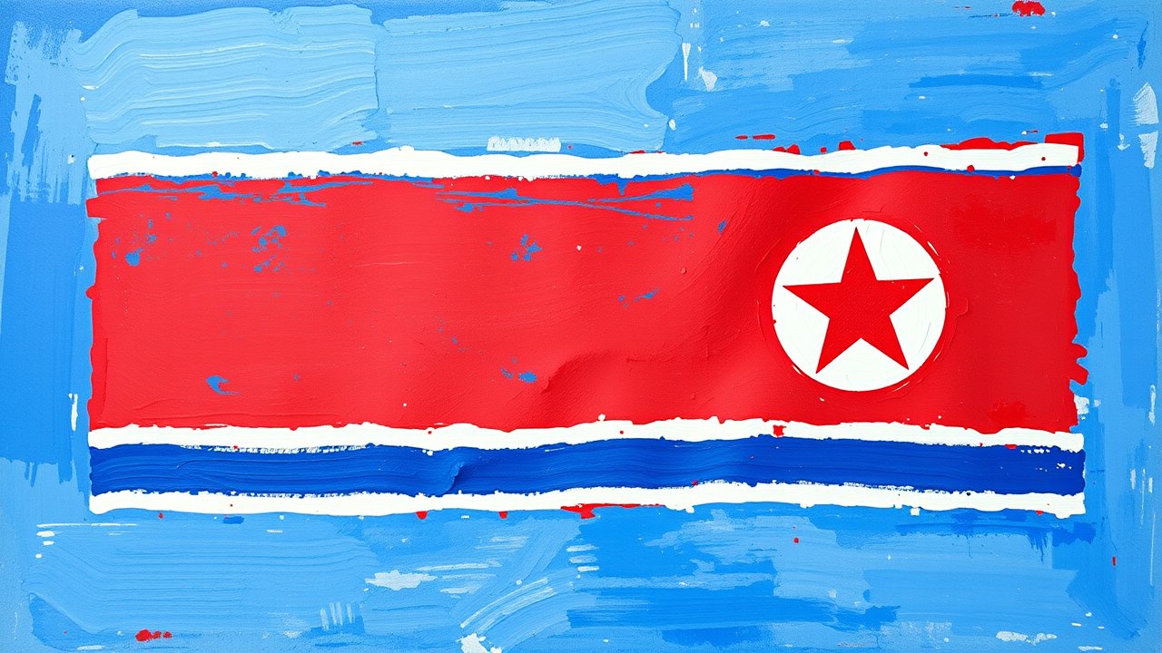 Flag of North Korea 🇰🇵 in impressionist oil style