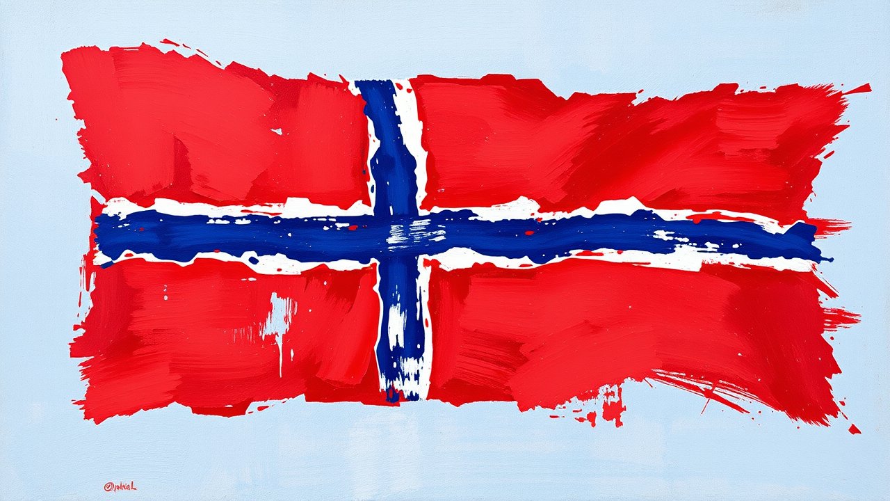 Flag of Norway 🇳🇴 in impressionist oil style