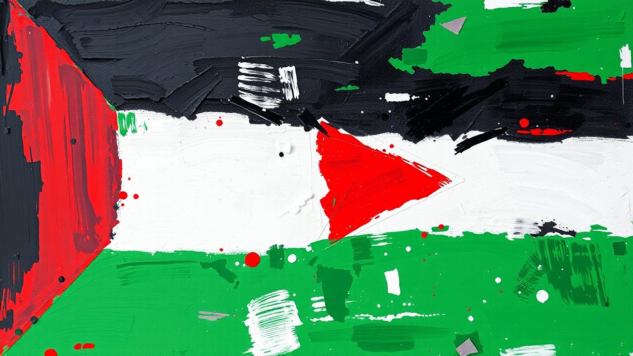 Flag of Palestine State 🇵🇸 in impressionist oil style