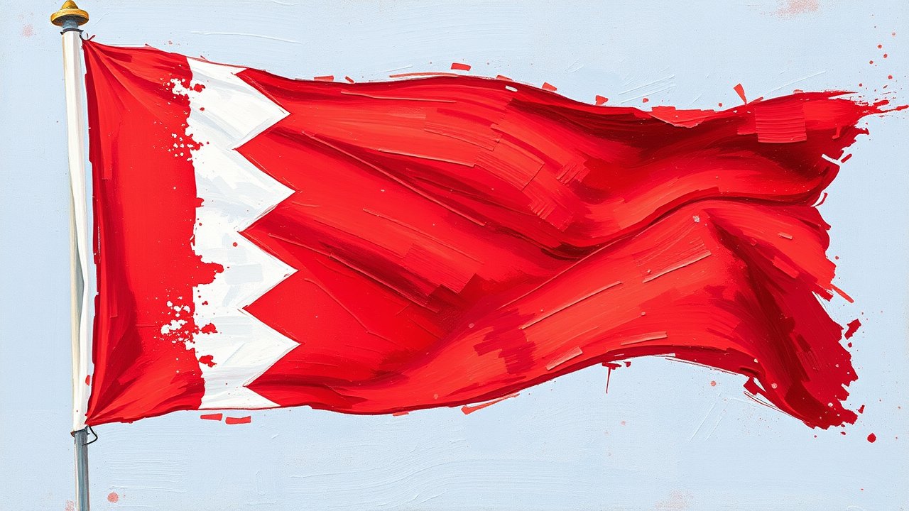 Flag of Bahrain 🇧🇭 in impressionist oil style