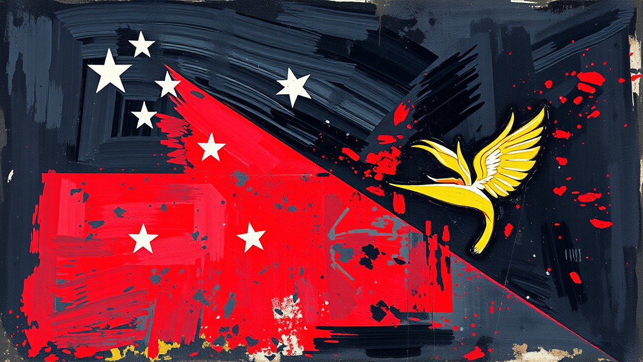 Flag of Papua New Guinea 🇵🇬 in impressionist oil style