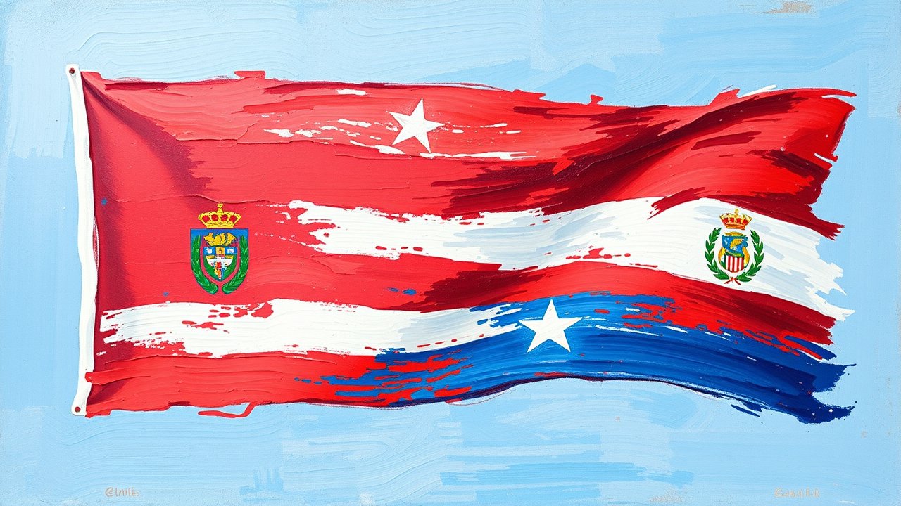 Flag of Paraguay 🇵🇾 in impressionist oil style