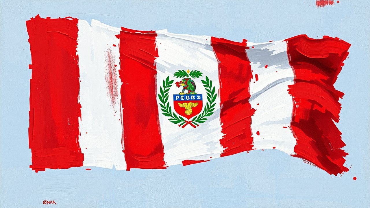 Flag of Peru 🇵🇪 in impressionist oil style
