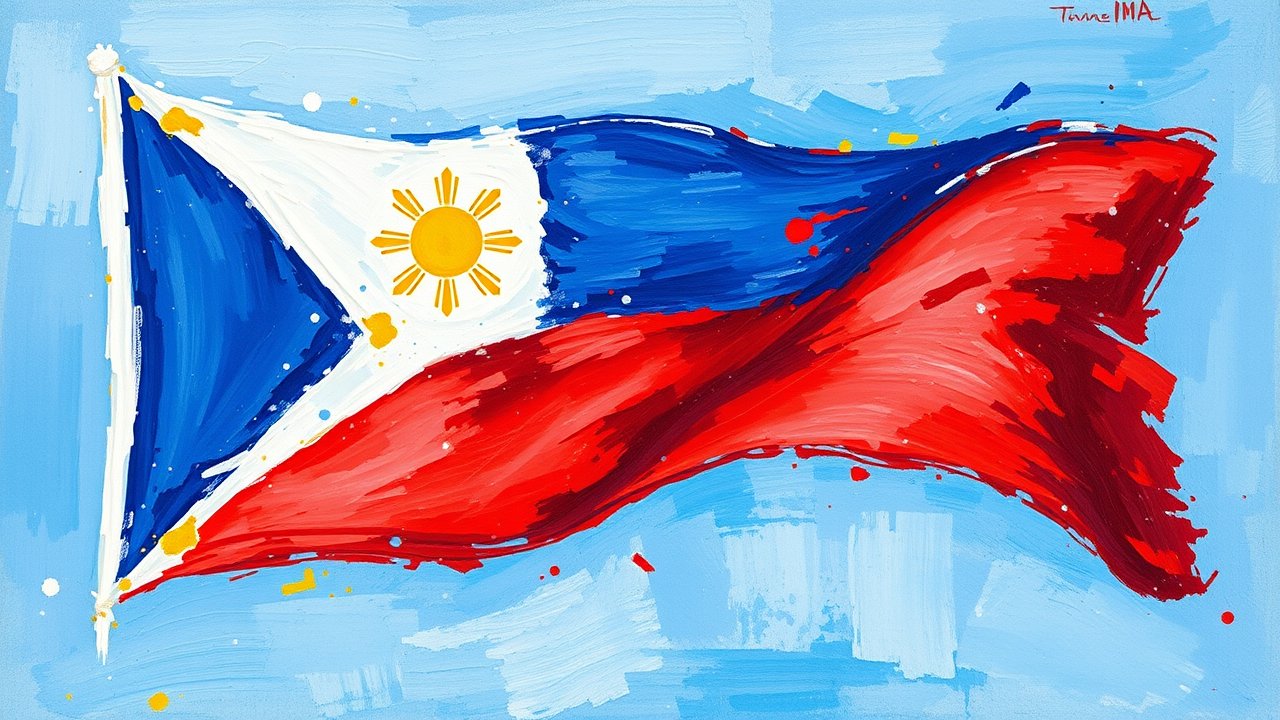 Flag of Philippines 🇵🇭 in impressionist oil style