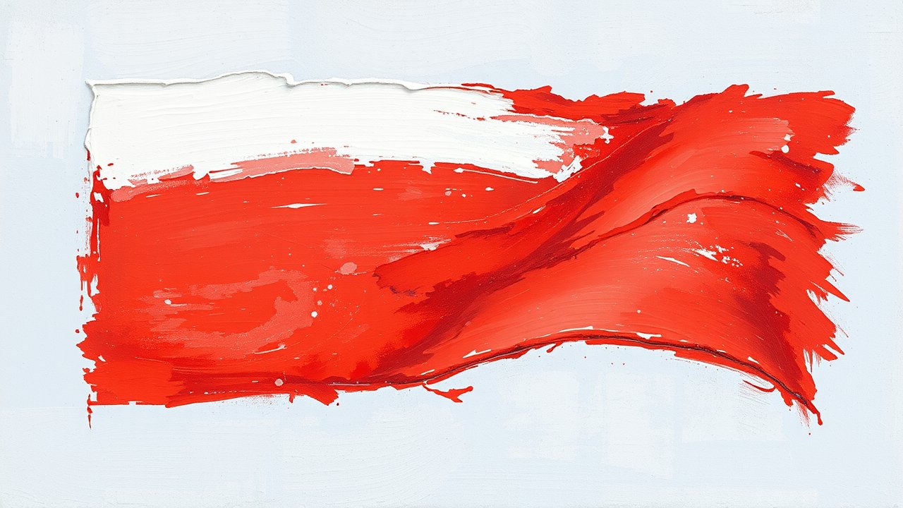 Flag of Poland 🇵🇱 in impressionist oil style