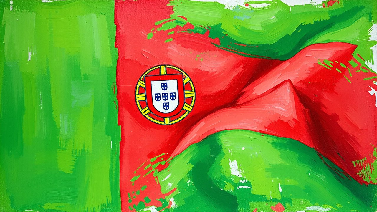 Flag of Portugal 🇵🇹 in impressionist oil style