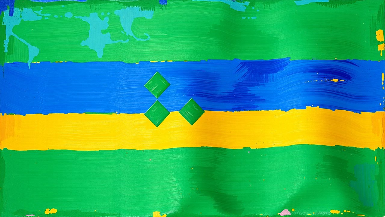 Flag of Saint Vincent and the Grenadines 🇻🇨 in impressionist oil style