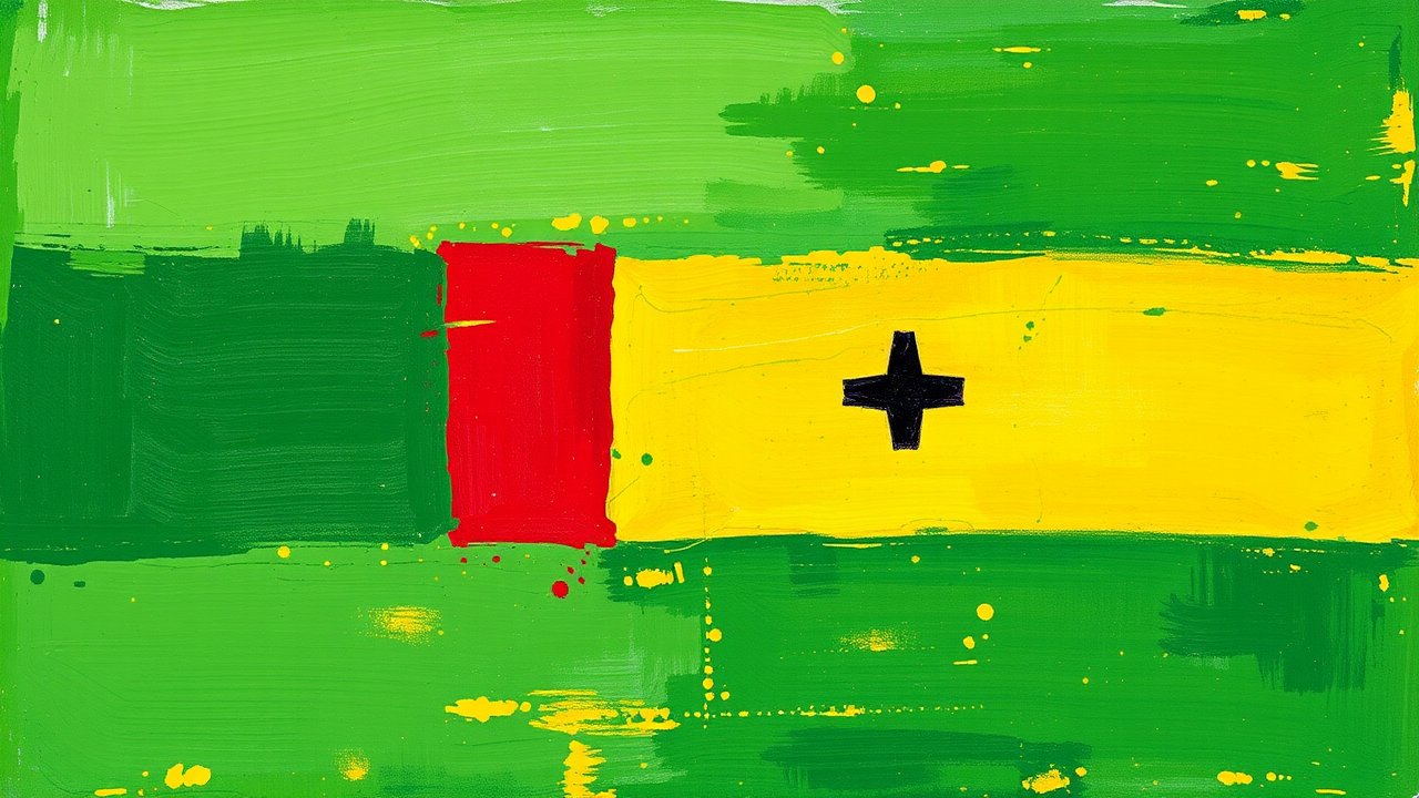 Flag of Sao Tome and Principe 🇸🇹 in impressionist oil style