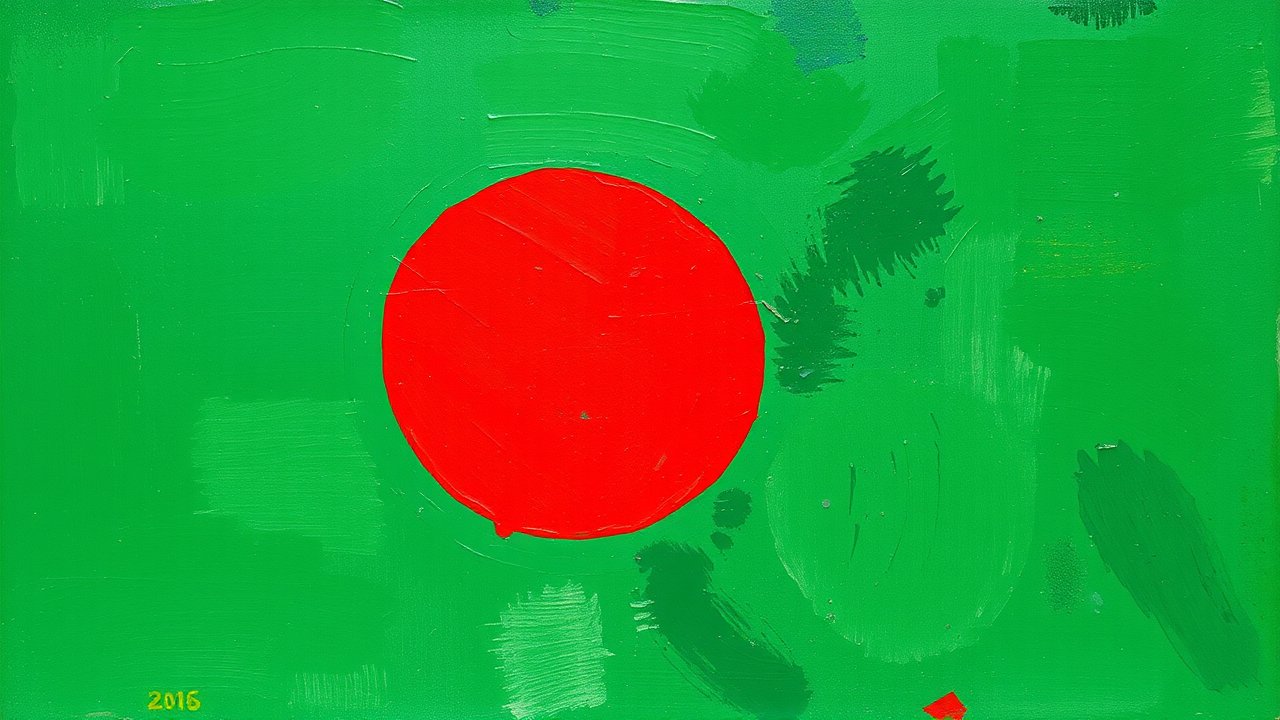 Flag of Bangladesh 🇧🇩 in impressionist oil style