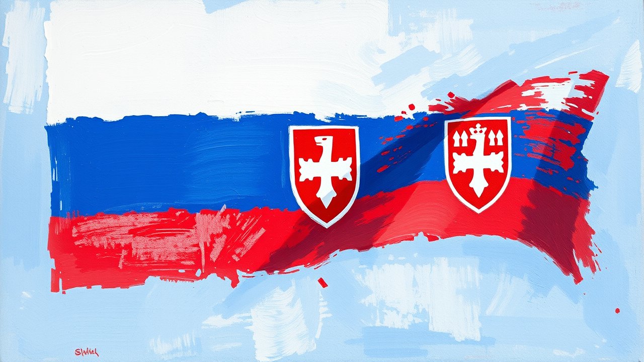 Flag of Slovakia 🇸🇰 in impressionist oil style