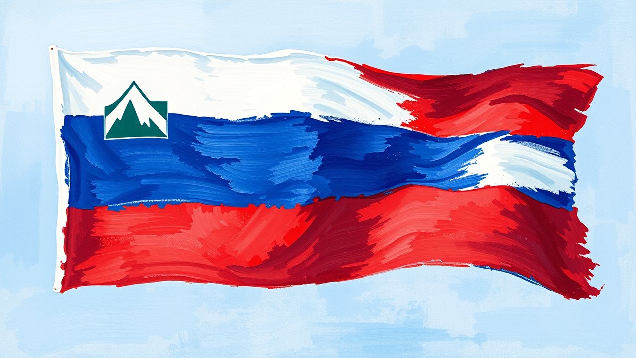 Flag of Slovenia 🇸🇮 in impressionist oil style