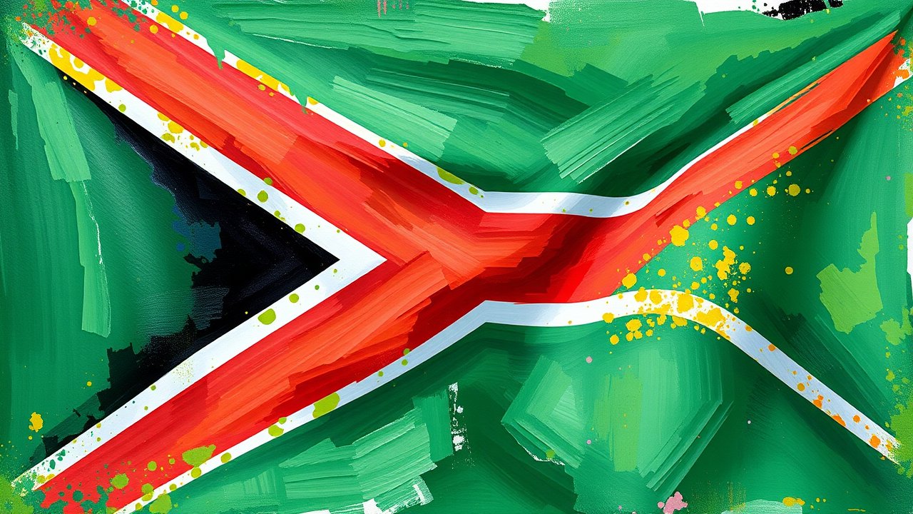 Flag of South Africa 🇿🇦 in impressionist oil style