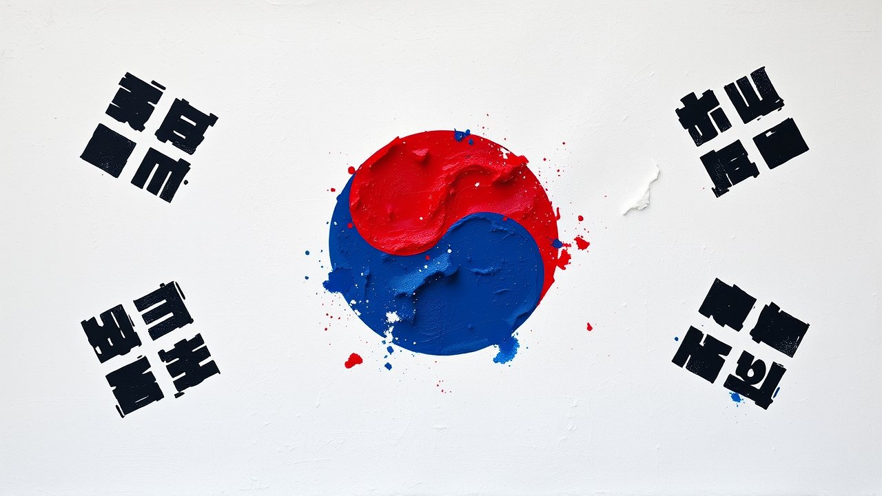 Flag of South Korea 🇰🇷 in impressionist oil style