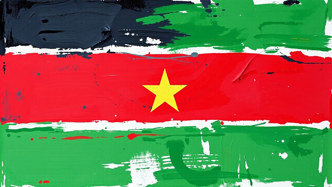 Flag of South Sudan 🇸🇸 in impressionist oil style