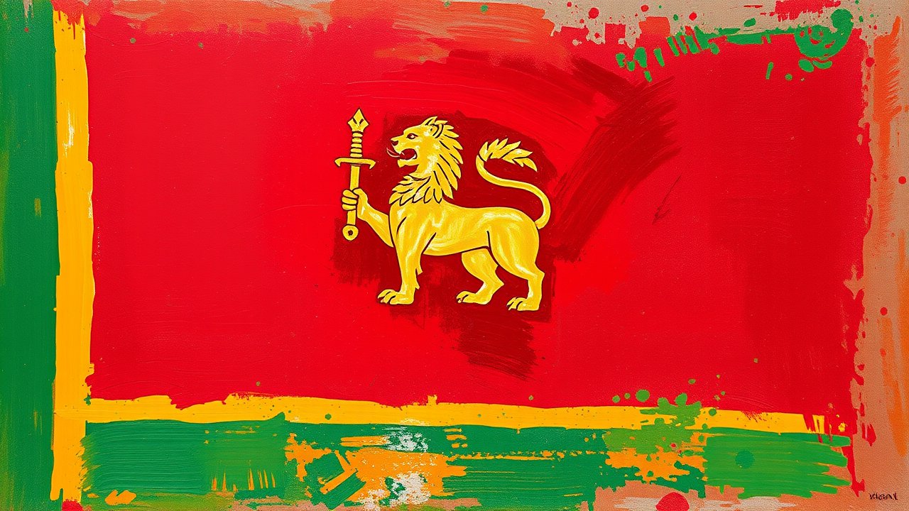 Flag of Sri Lanka 🇱🇰 in impressionist oil style