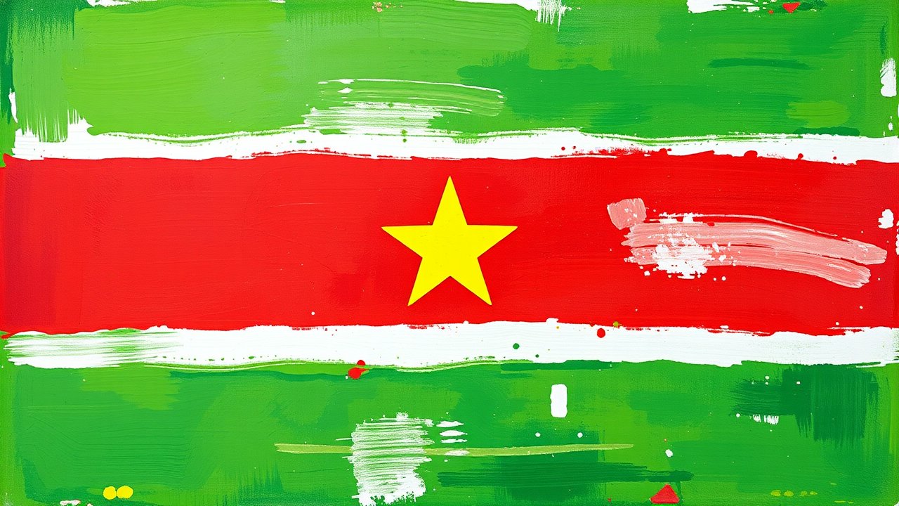 Flag of Suriname 🇸🇷 in impressionist oil style