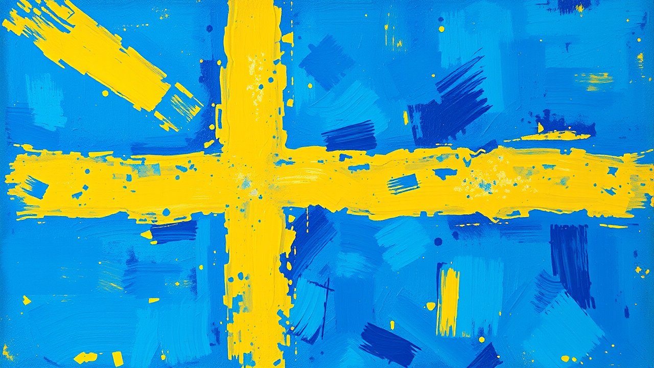 Flag of Sweden 🇸🇪 in impressionist oil style