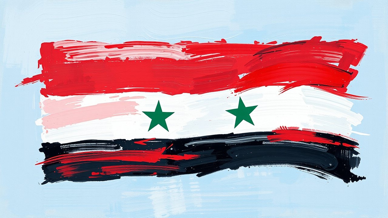 Flag of Syria 🇸🇾 in impressionist oil style