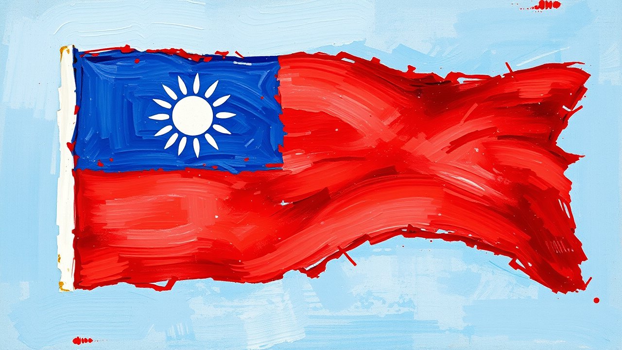 Flag of Taiwan 🇹🇼 in impressionist oil style