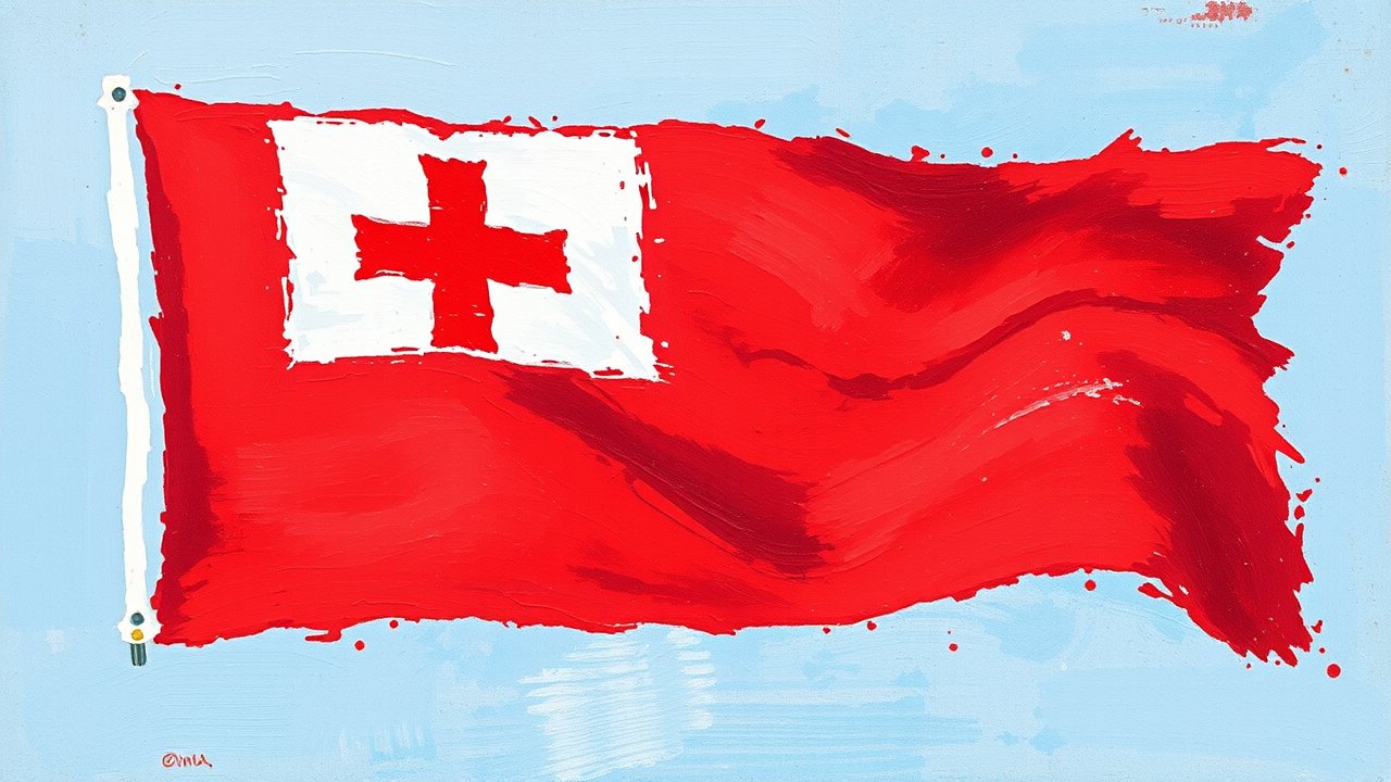 Flag of Tonga 🇹🇴 in impressionist oil style