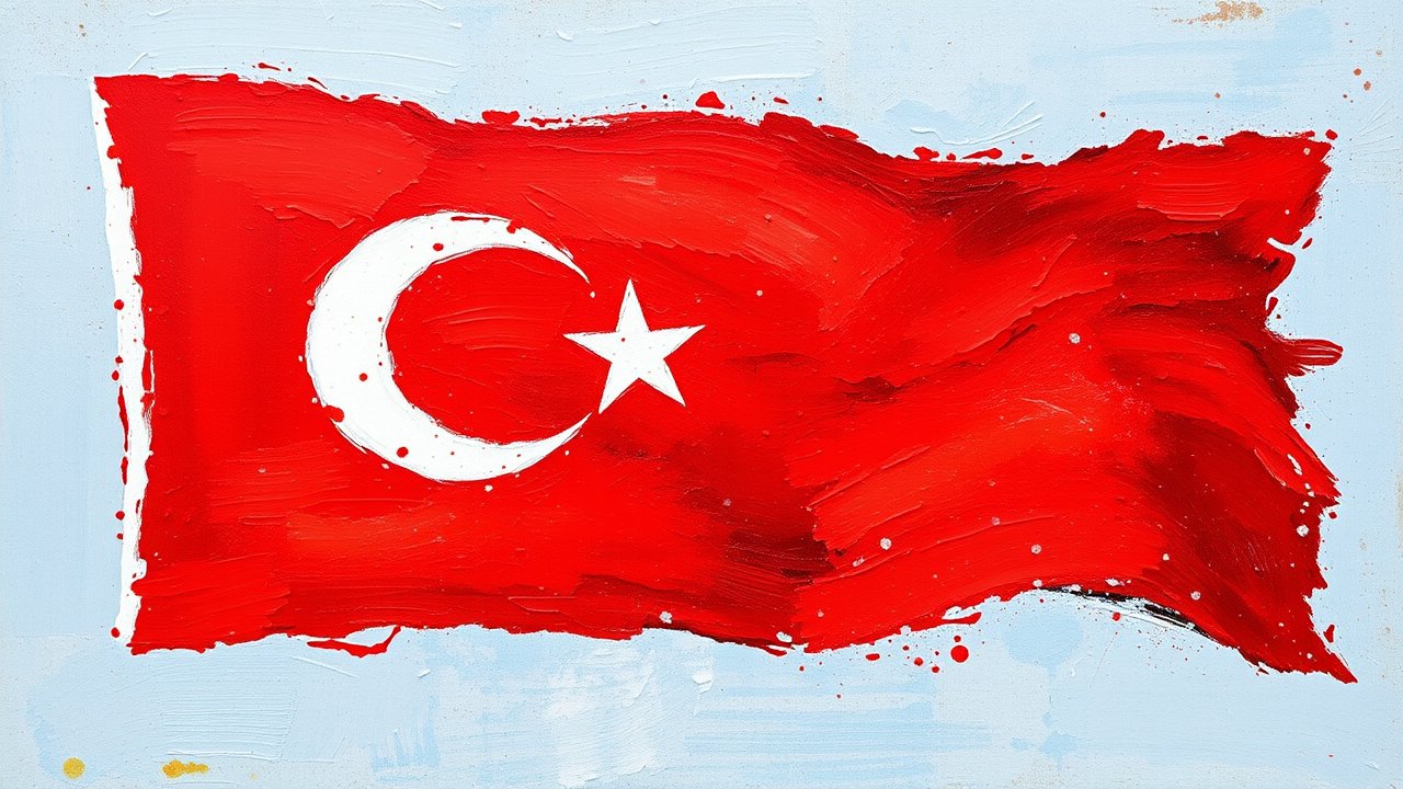 Flag of Turkey 🇹🇷 in impressionist oil style