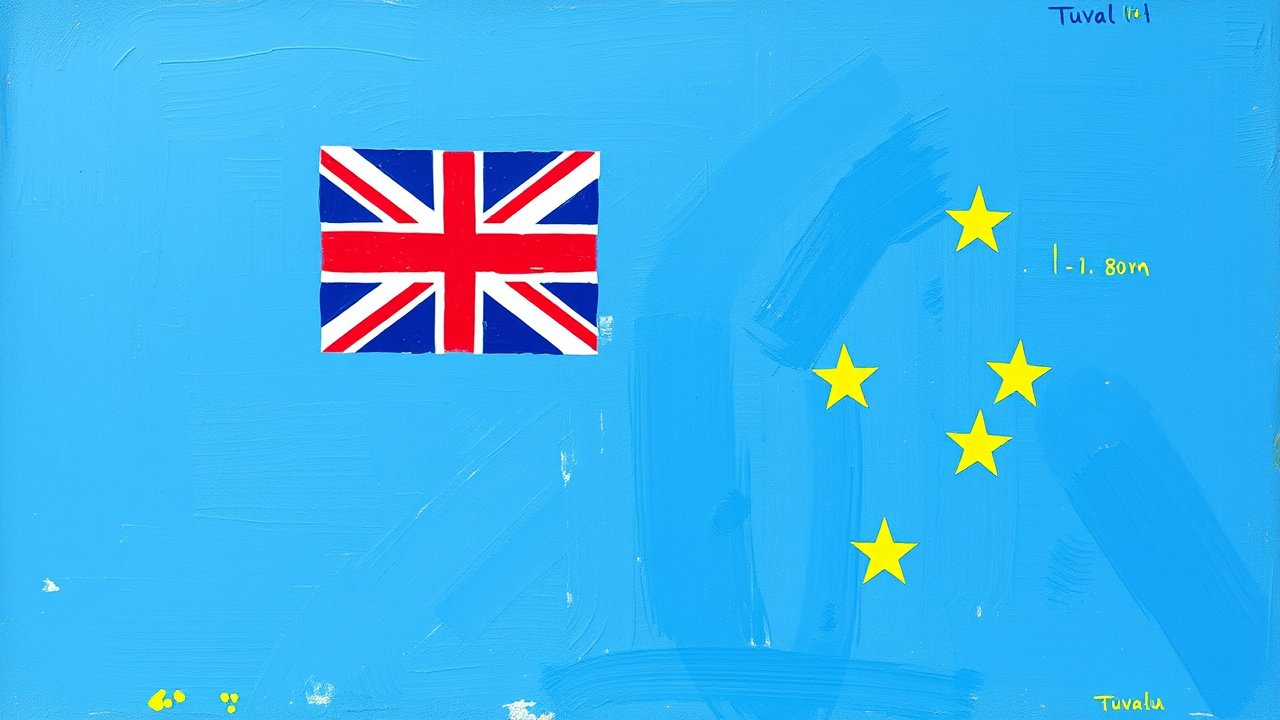 Flag of Tuvalu 🇹🇻 in impressionist oil style