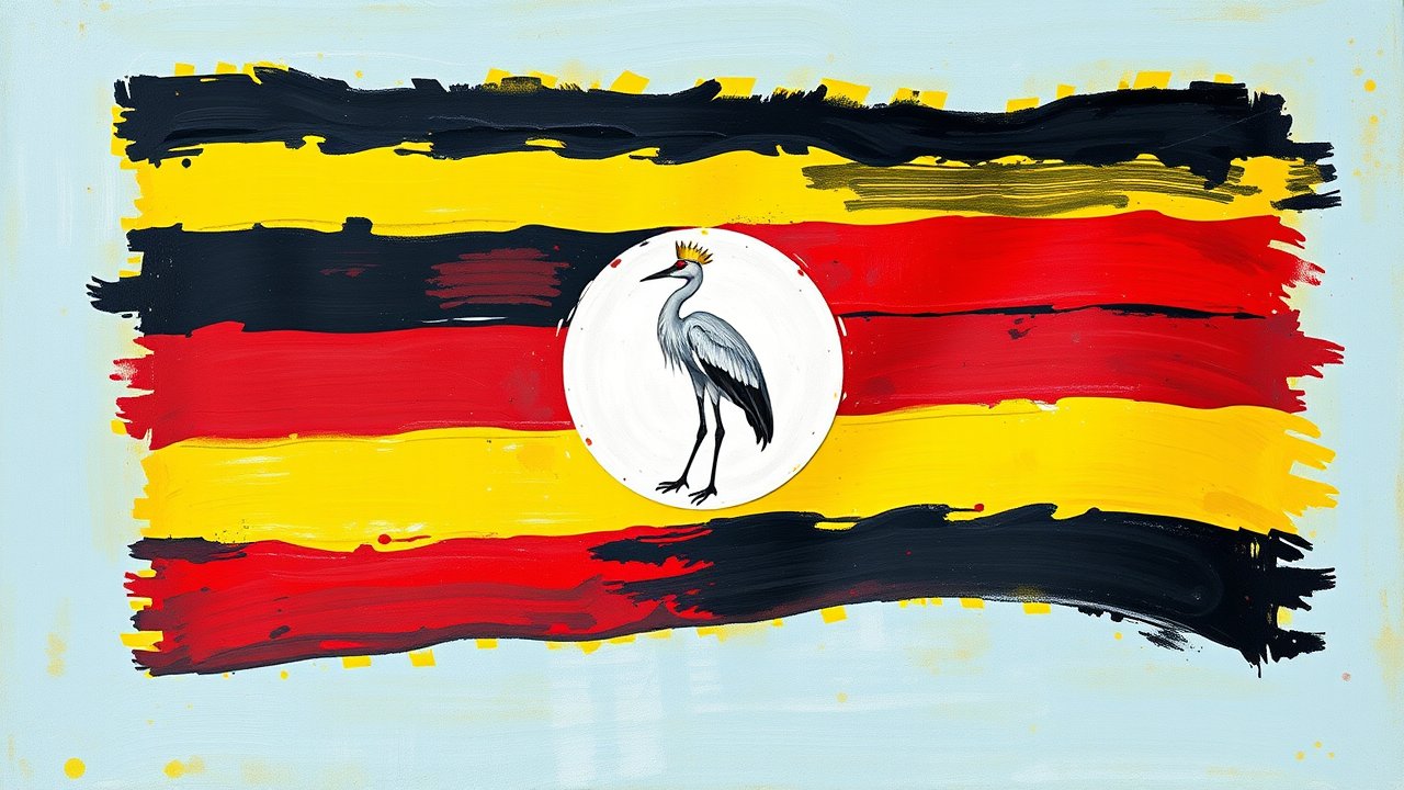 Flag of Uganda 🇺🇬 in impressionist oil style