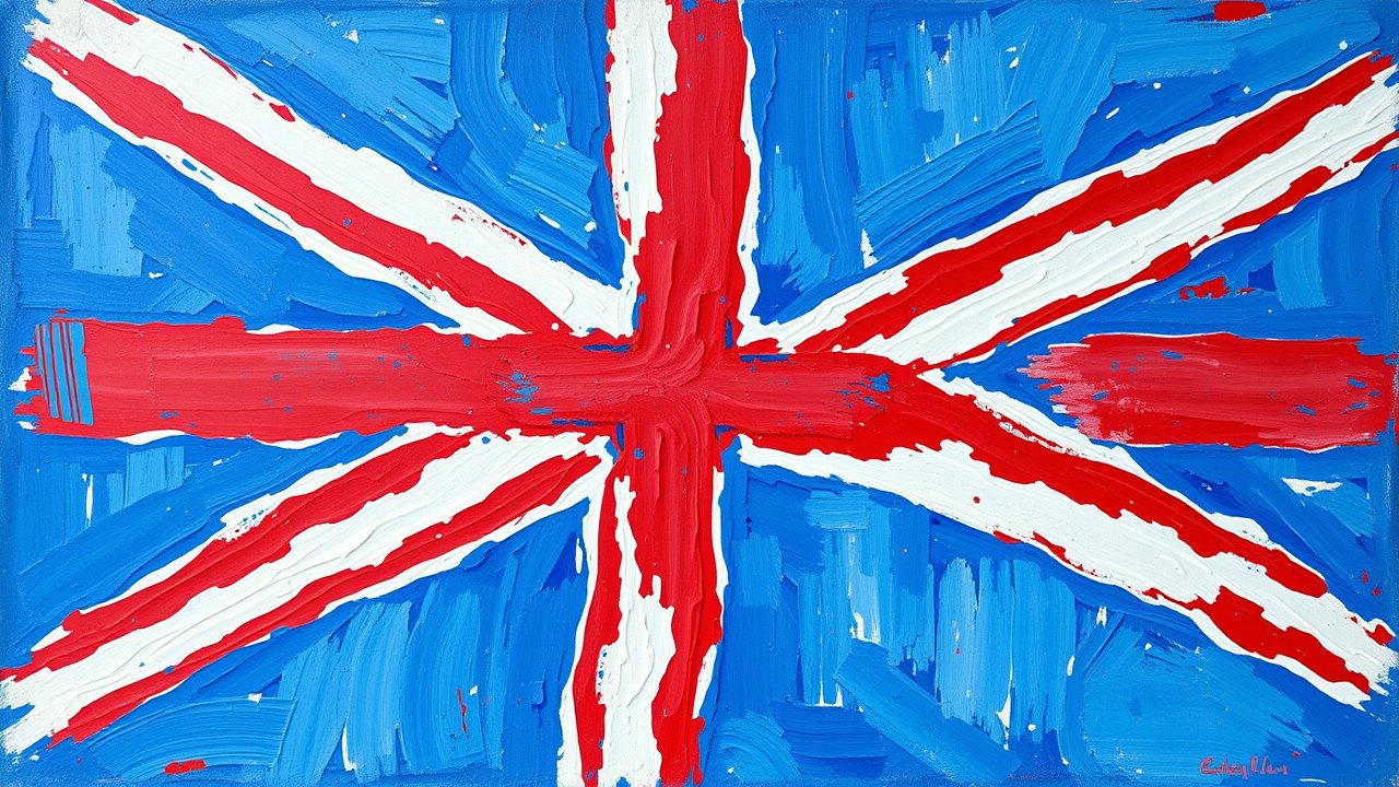 Flag of United Kingdom 🇬🇧 in impressionist oil style