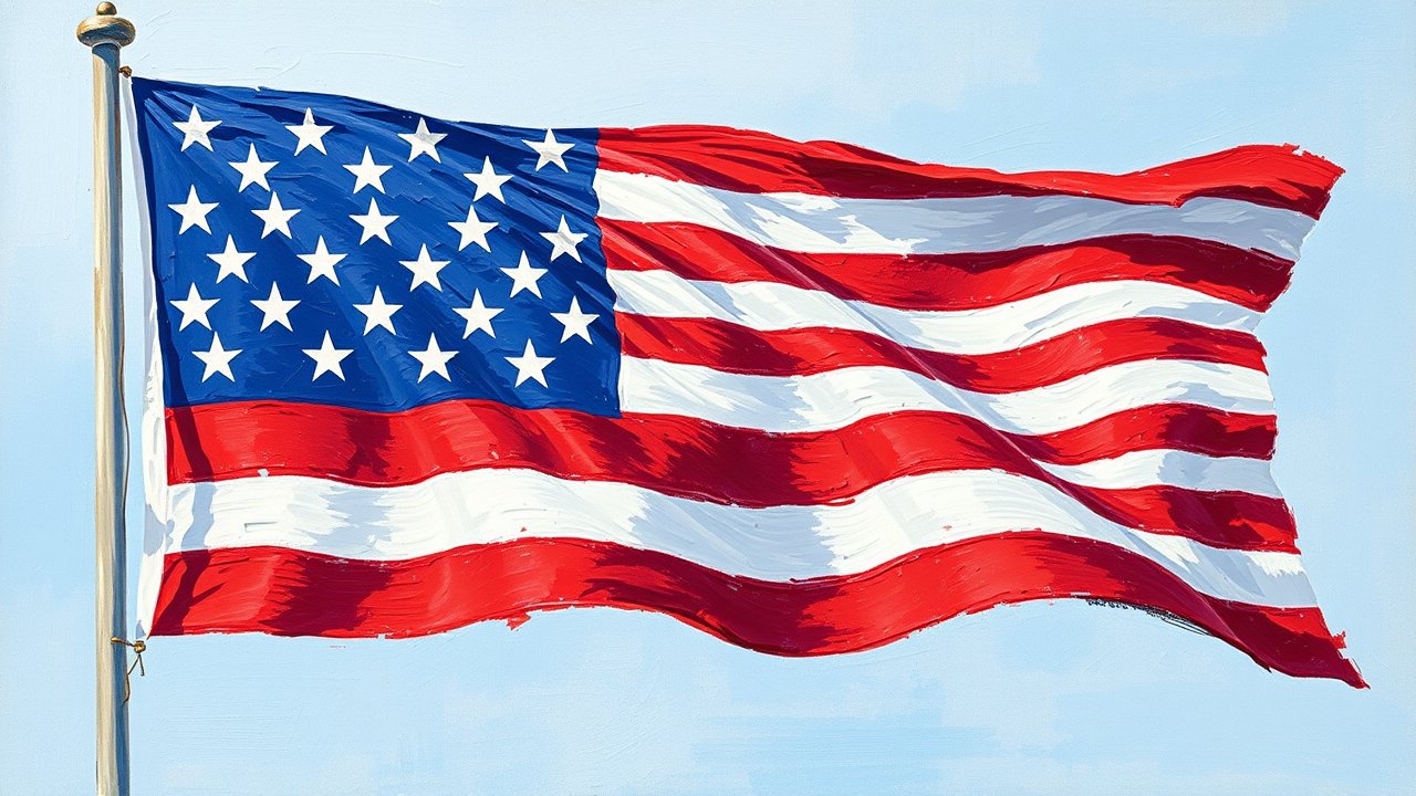 Flag of United States 🇺🇸 in impressionist oil style