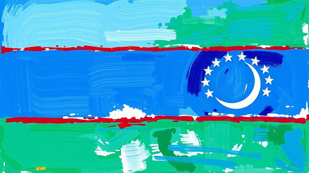 Flag of Uzbekistan πΊπΏ in impressionist oil style