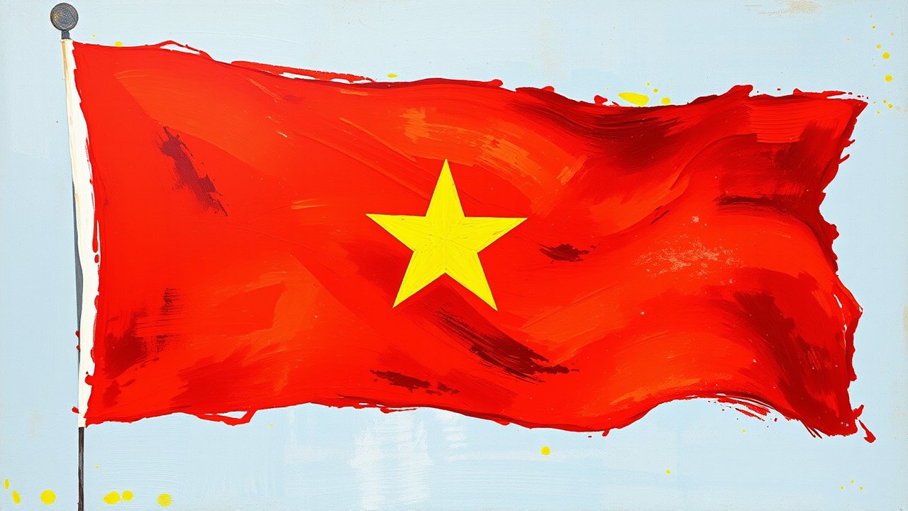 Flag of Vietnam 🇻🇳 in impressionist oil style