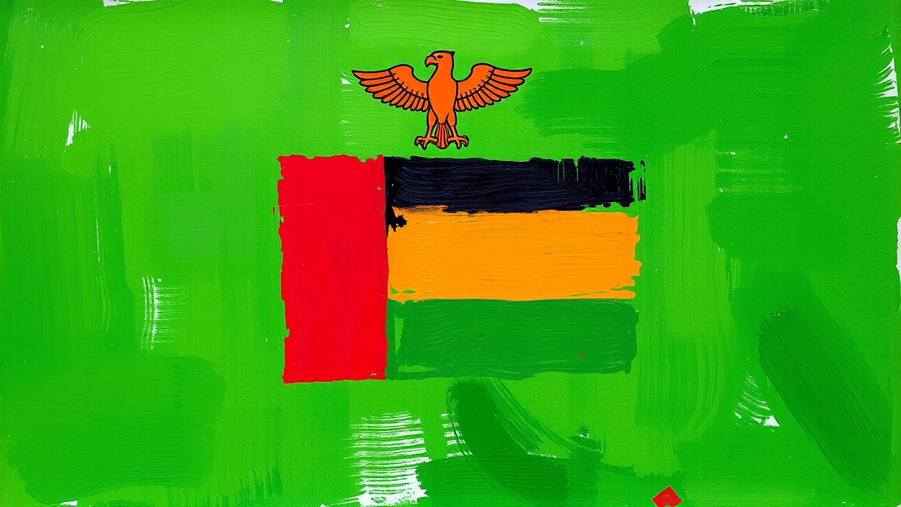 Flag of Zambia 🇿🇲 in impressionist oil style