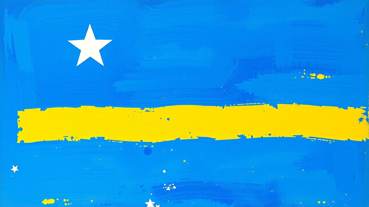 Flag of Curaçao 🇨🇼 in impressionist oil style