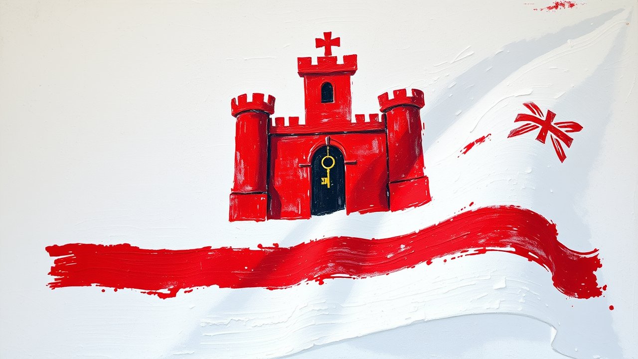 Flag of Gibraltar 🇬🇮 in impressionist oil style