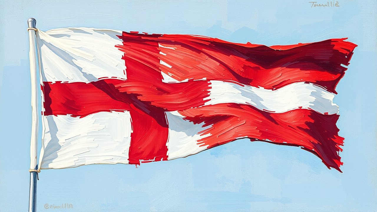 Flag of Greenland 🇬🇱 in impressionist oil style