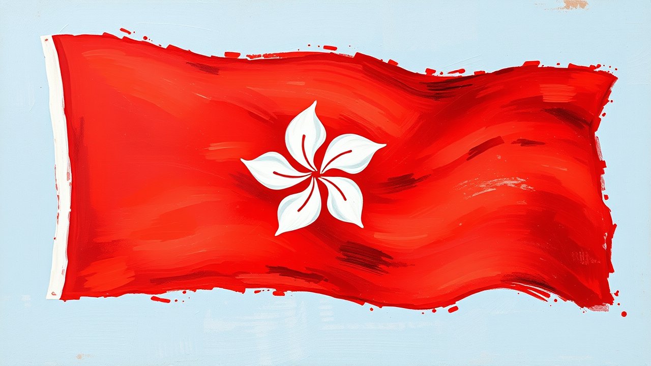 Flag of Hong Kong 🇭🇰 in impressionist oil style