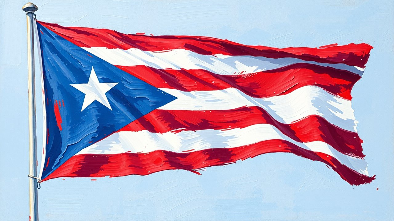 Flag of Puerto Rico 🇵🇷 in impressionist oil style