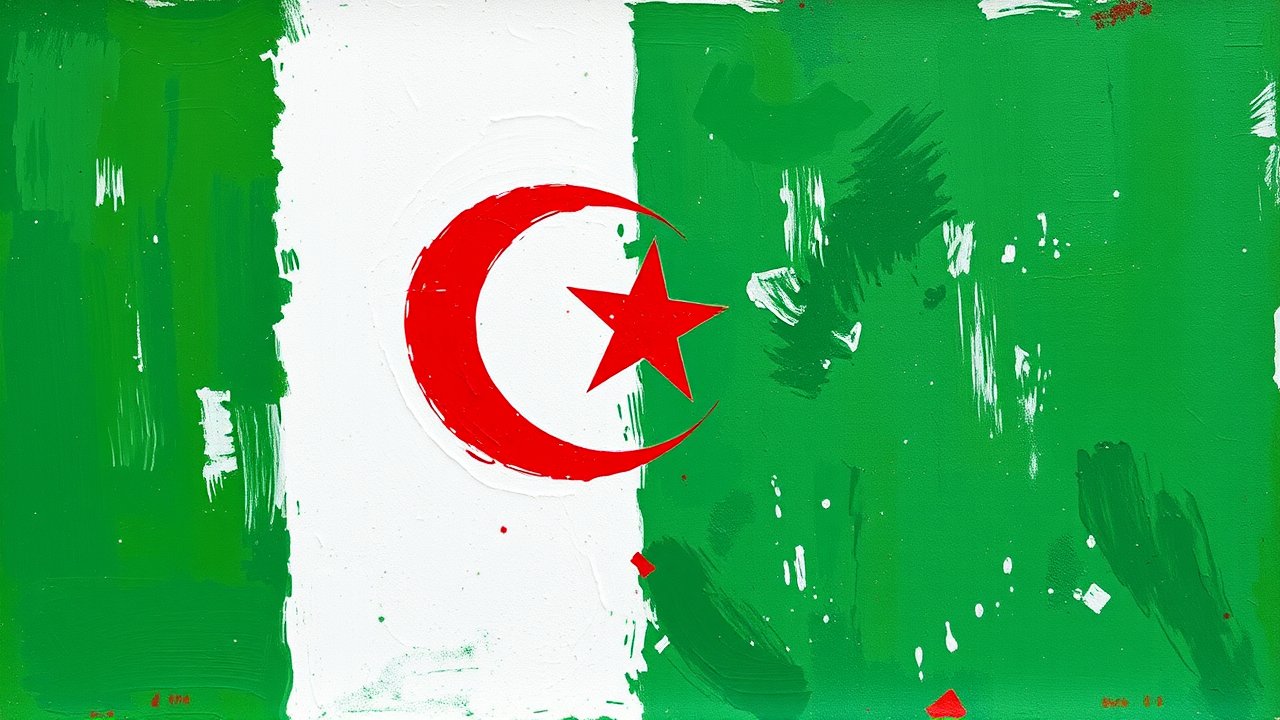 Flag of Algeria 🇩🇿 in impressionist oil style