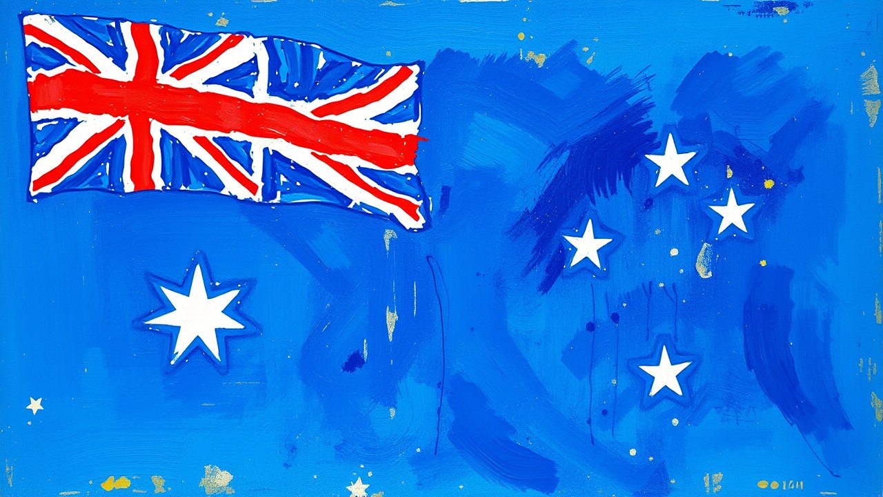 Flag of Australia 🇦🇺 in impressionist oil style