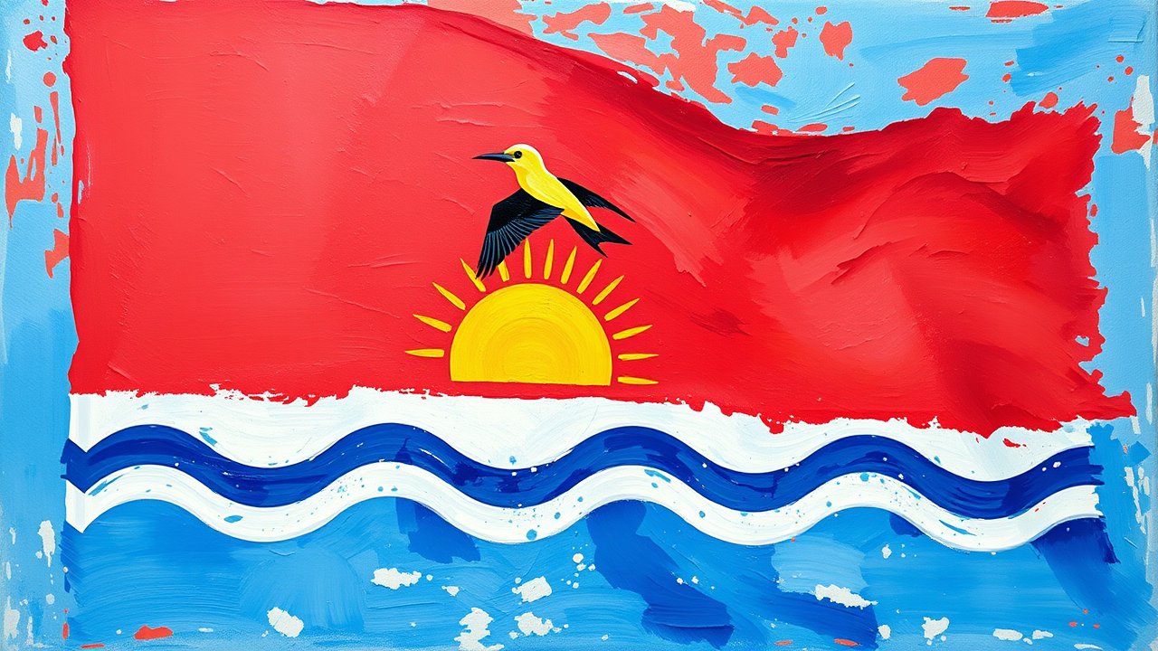 Flag of Kiribati 🇰🇮 in impressionist oil style