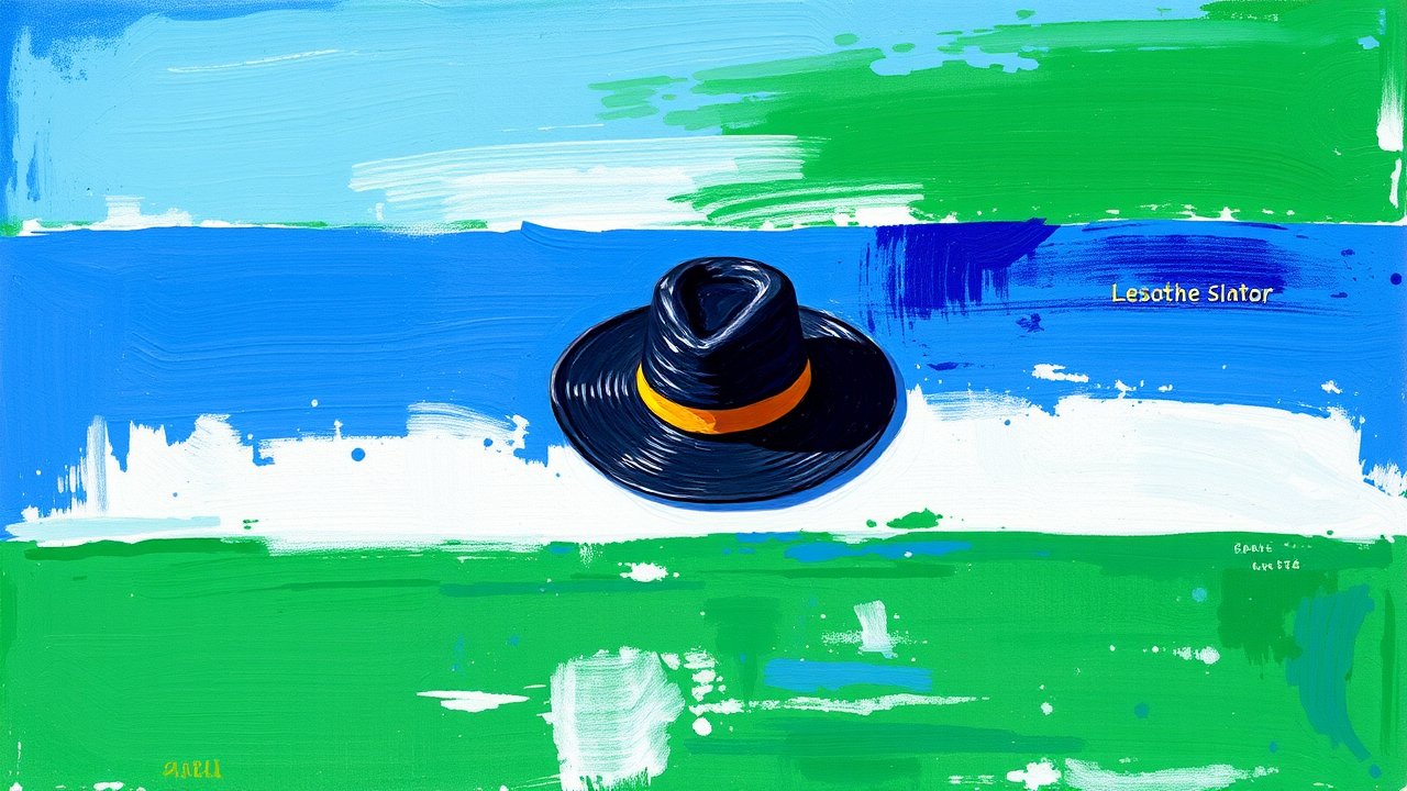 Flag of Lesotho 🇱🇸 in impressionist oil style