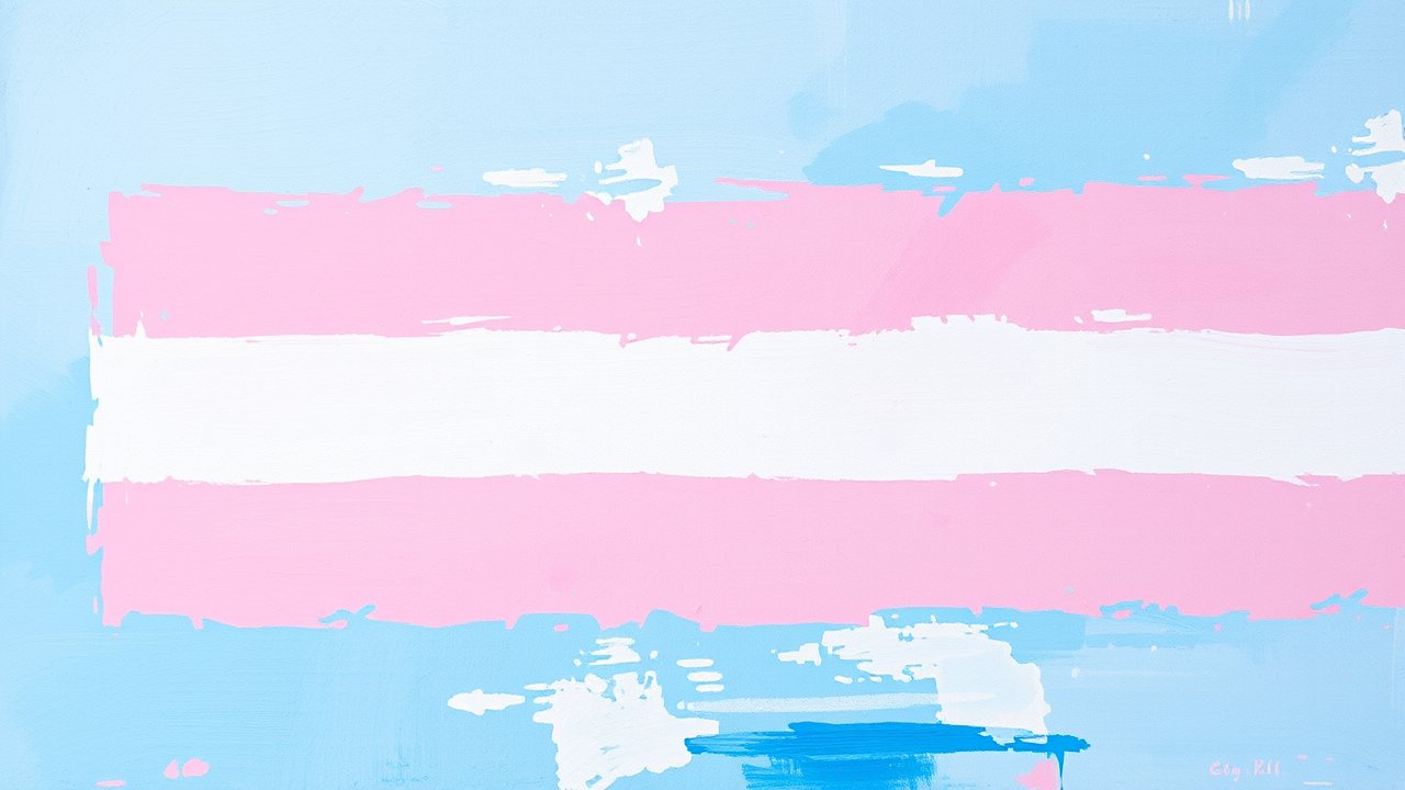 Flag of Transgender (trans) 🏳️‍⚧️ in impressionist oil style