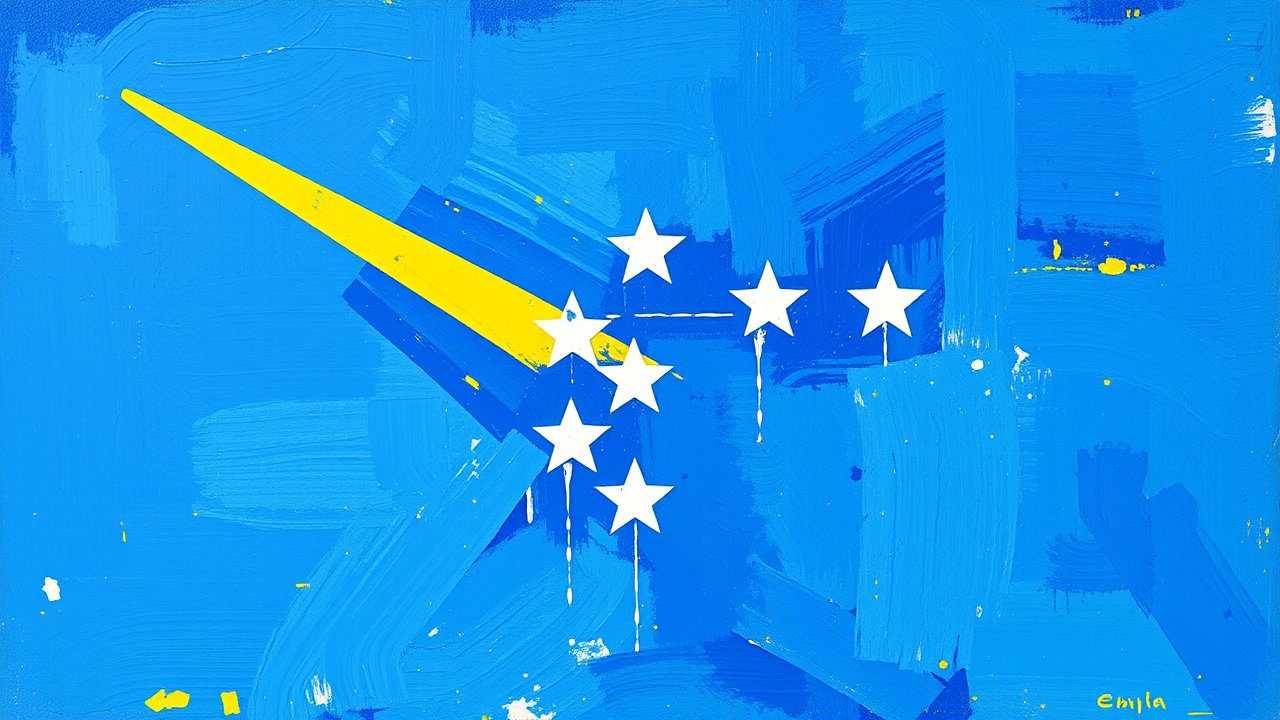 Flag of Bosnia and Herzegovina 🇧🇦 in impressionist oil style