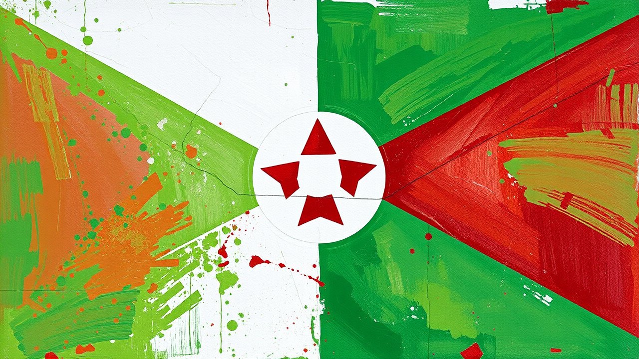 Flag of Burundi 🇧🇮 in impressionist oil style