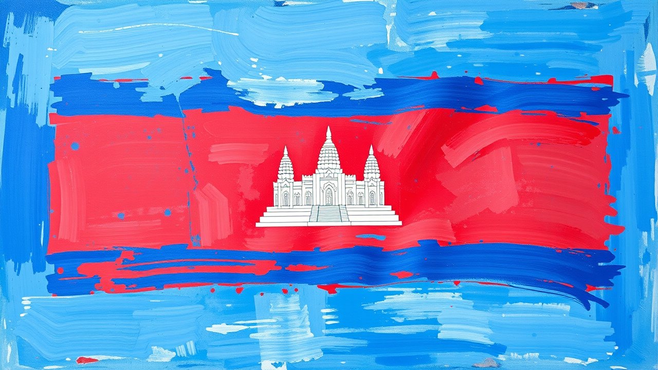 Flag of Cambodia 🇰🇠in impressionist oil style