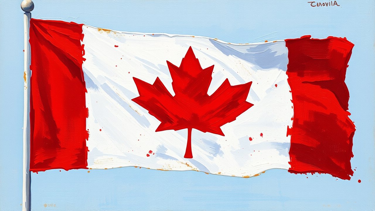 Flag of Canada 🇨🇦 in impressionist oil style