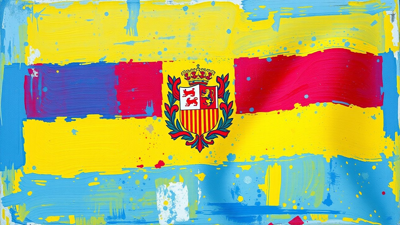 Flag of Andorra 🇦🇩 in impressionist oil style