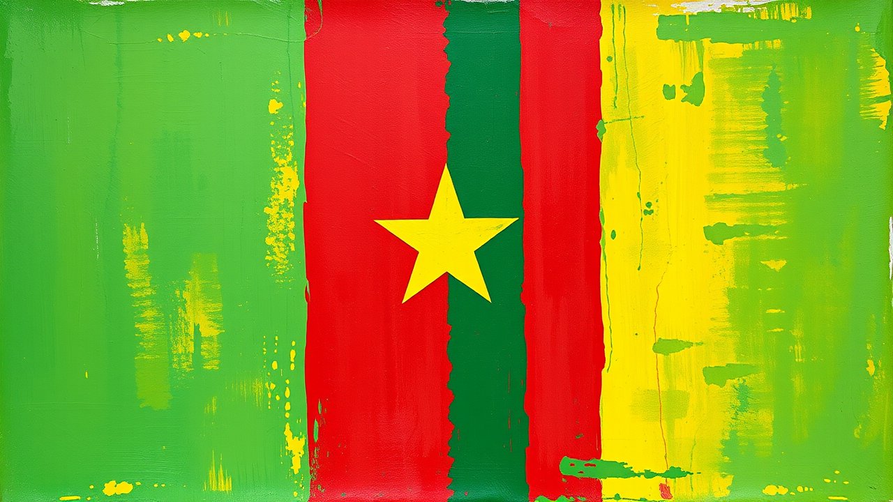 Flag of Cameroon 🇨🇲 in impressionist oil style