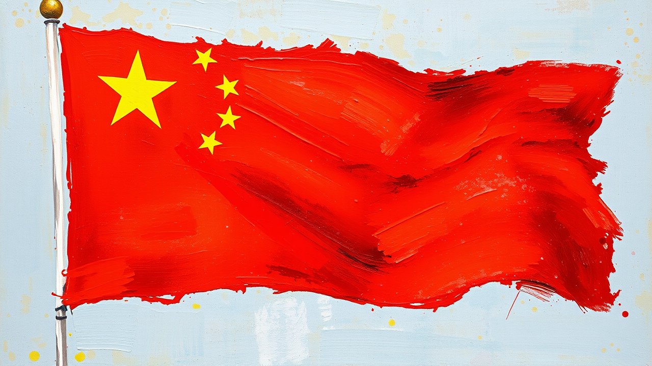 Flag of China 🇨🇳 in impressionist oil style
