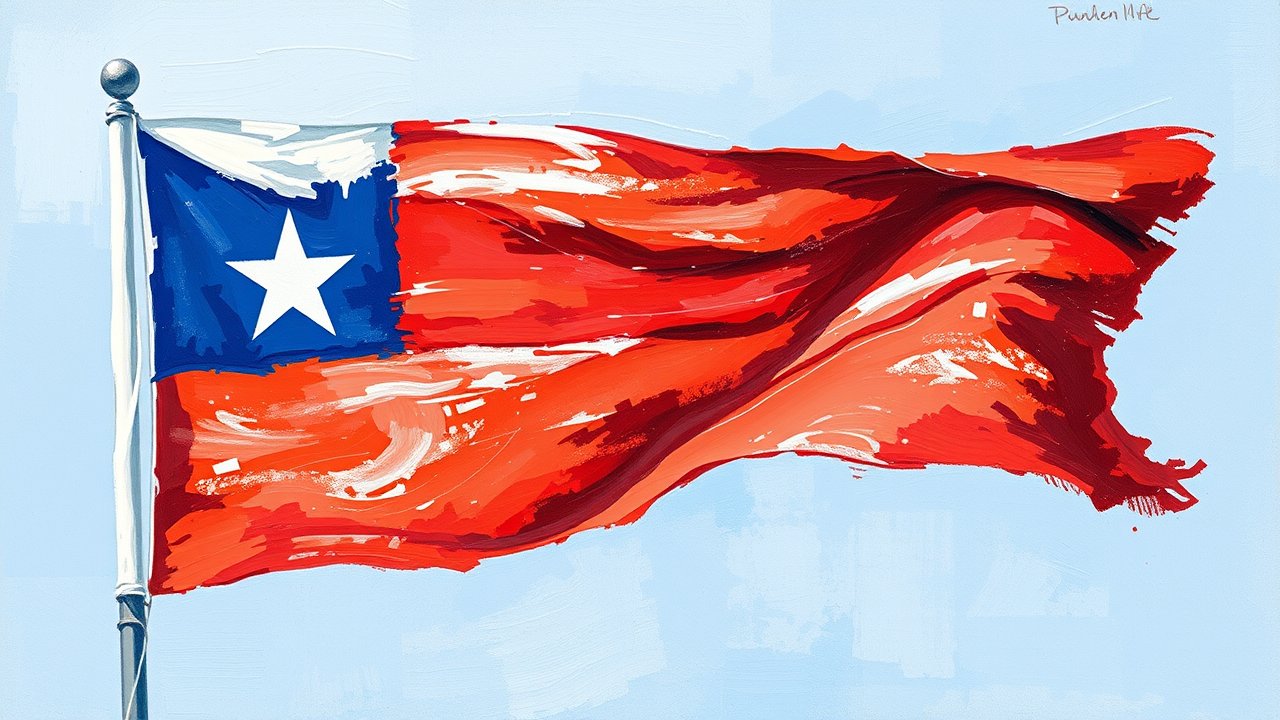 Flag of Chile 🇨🇱 in impressionist oil style